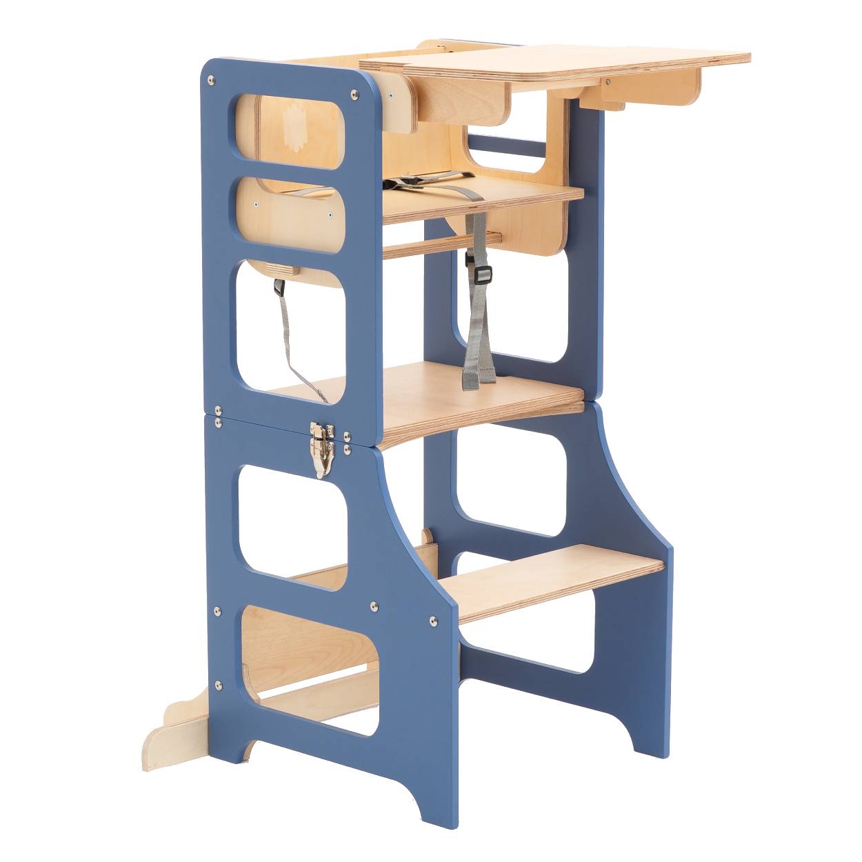 Foldable kitchen tower high chair with a slide - Duck Woodworks