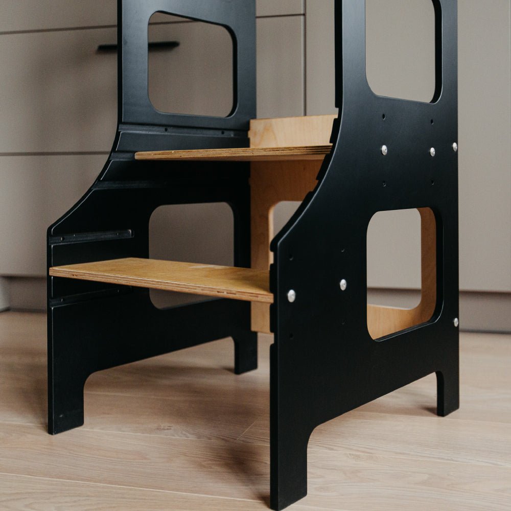 Adjustable height kitchen tower - Duck Woodworks