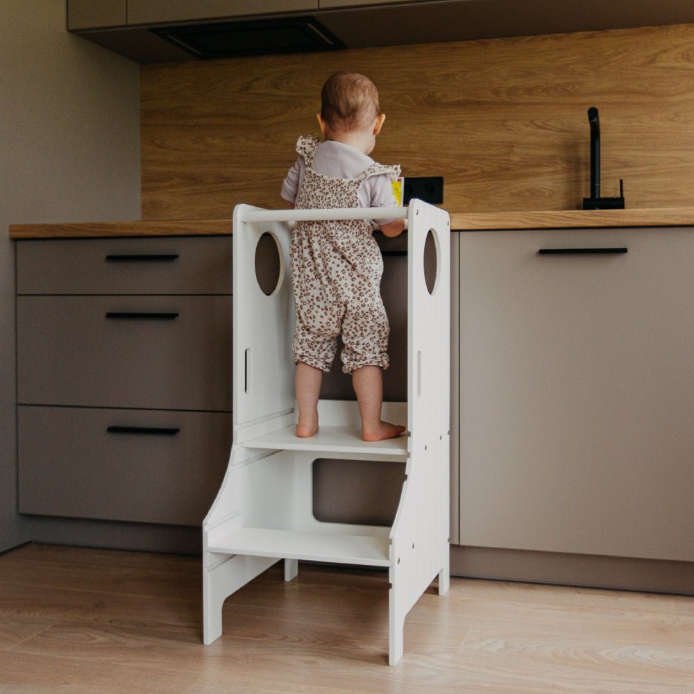 Adjustable height kitchen tower - Duck Woodworks