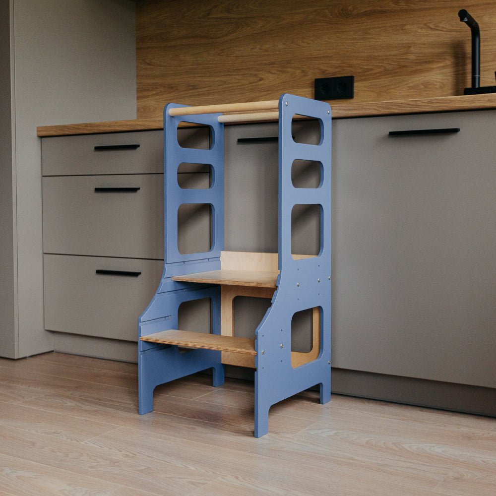 Adjustable height kitchen tower - Duck Woodworks