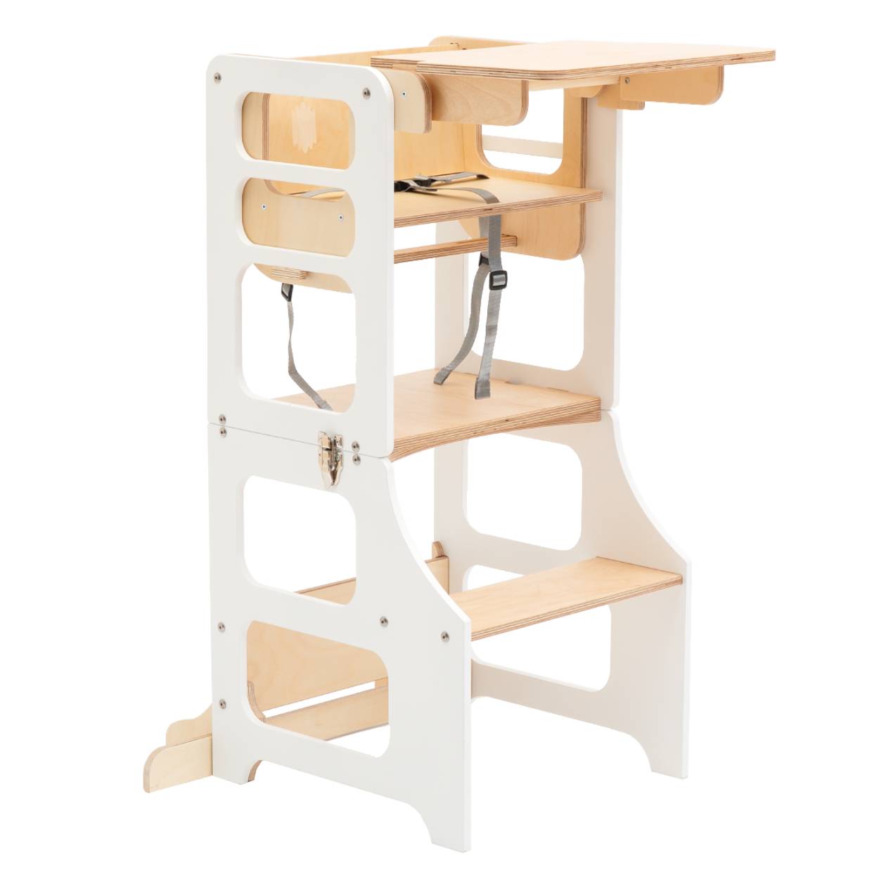 Foldable kitchen tower high chair with a slide - Duck Woodworks