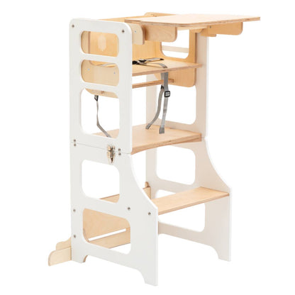 Foldable kitchen tower high chair with a slide - Duck Woodworks