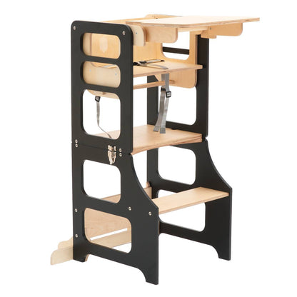 Foldable kitchen tower high chair with a slide - Duck Woodworks