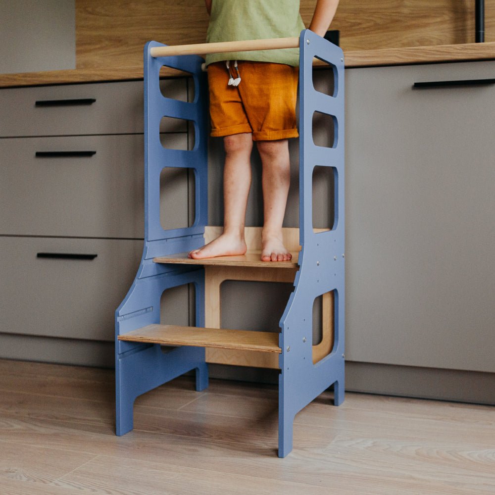 Adjustable height kitchen tower - Duck Woodworks