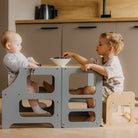 Foldable kitchen tower high chair with a slide - Duck Woodworks