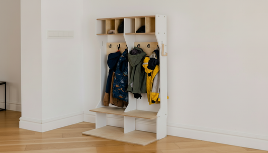 Armoire de rangement pour vêtements d'extérieur d'enfants – Structure robuste en bois