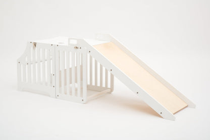 Foldable kitchen tower with slide (striped collection) - Duck Woodworks