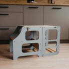 Foldable kitchen tower high chair with a slide - Duck Woodworks