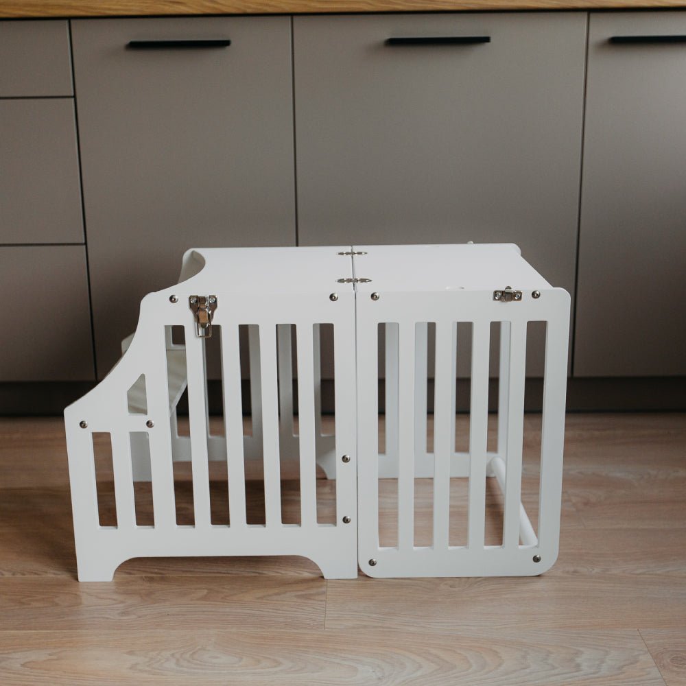 Foldable kitchen tower with slide (striped collection) - Duck Woodworks