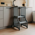 Foldable kitchen tower with slide (striped collection) - Duck Woodworks