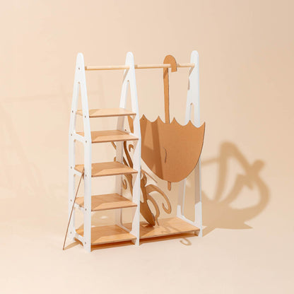 Clothing Rack with shelves on the side - Duck Woodworks