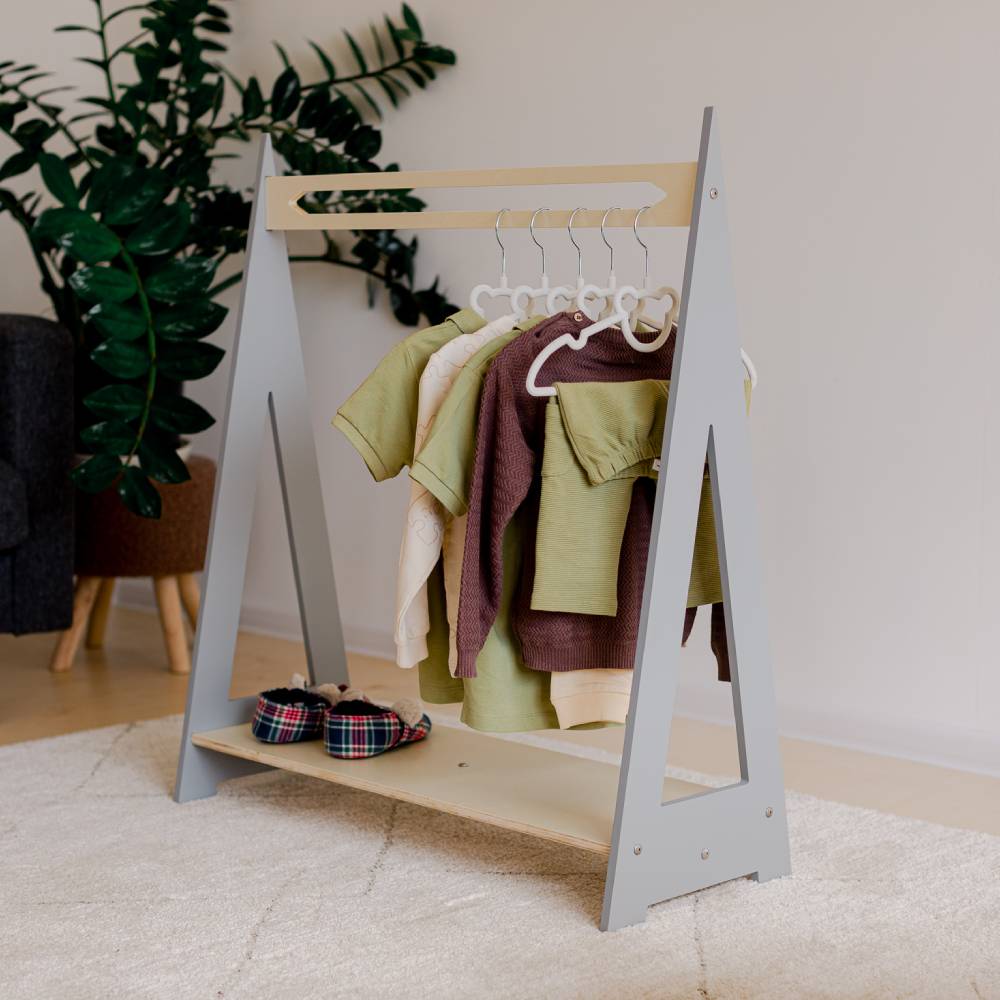 Triangle shaped wooden clothing rack - Duck Woodworks