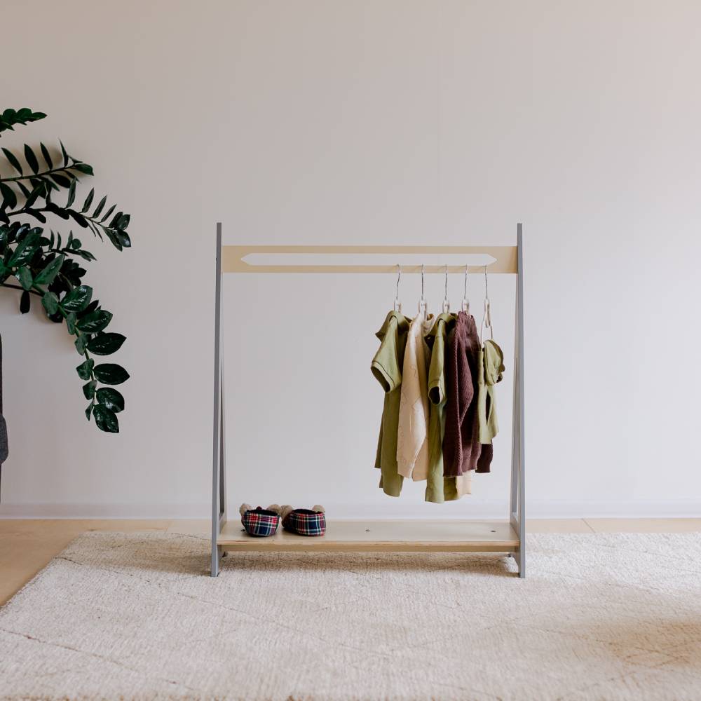 Triangle shaped wooden clothing rack - Duck Woodworks