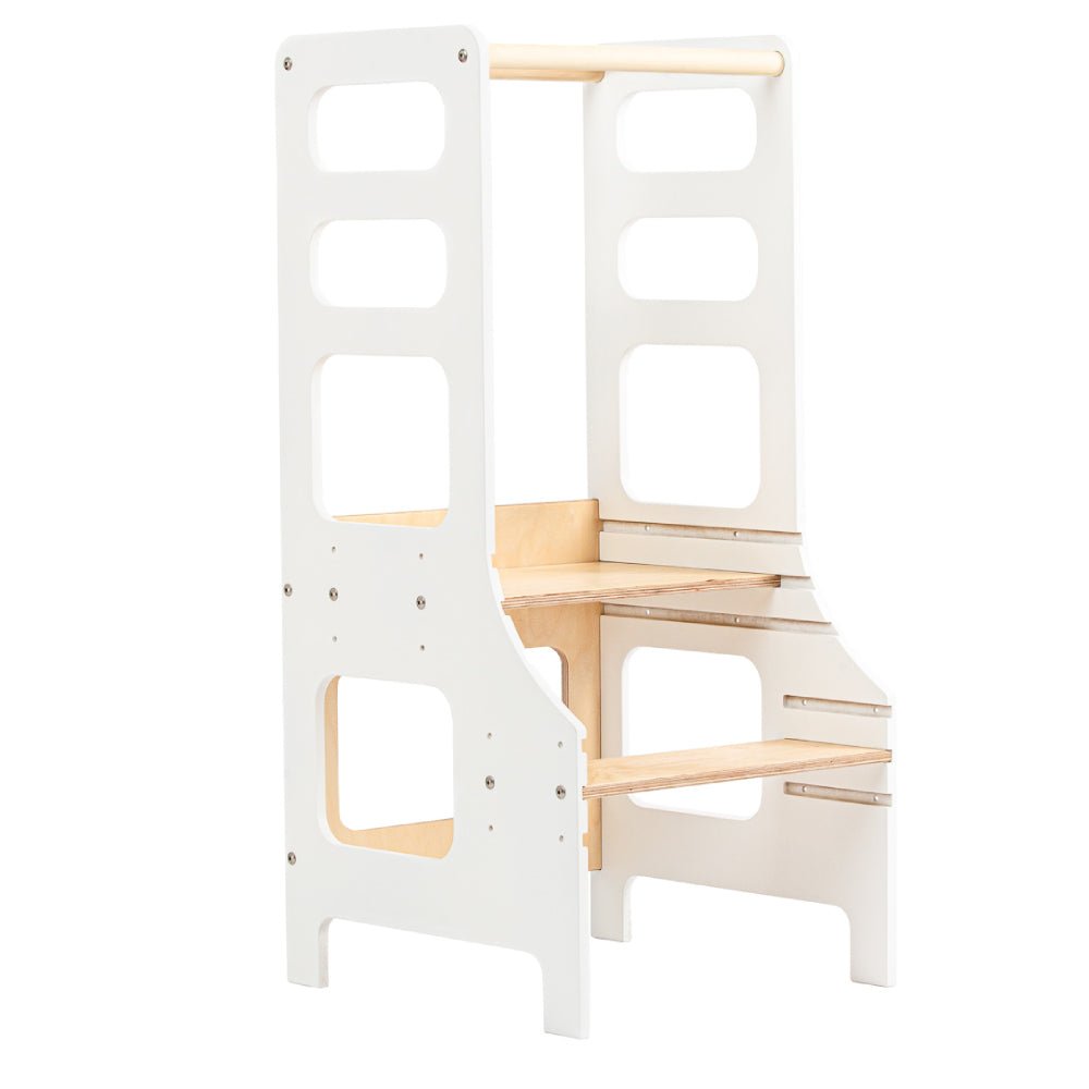 Adjustable height kitchen tower - Duck Woodworks