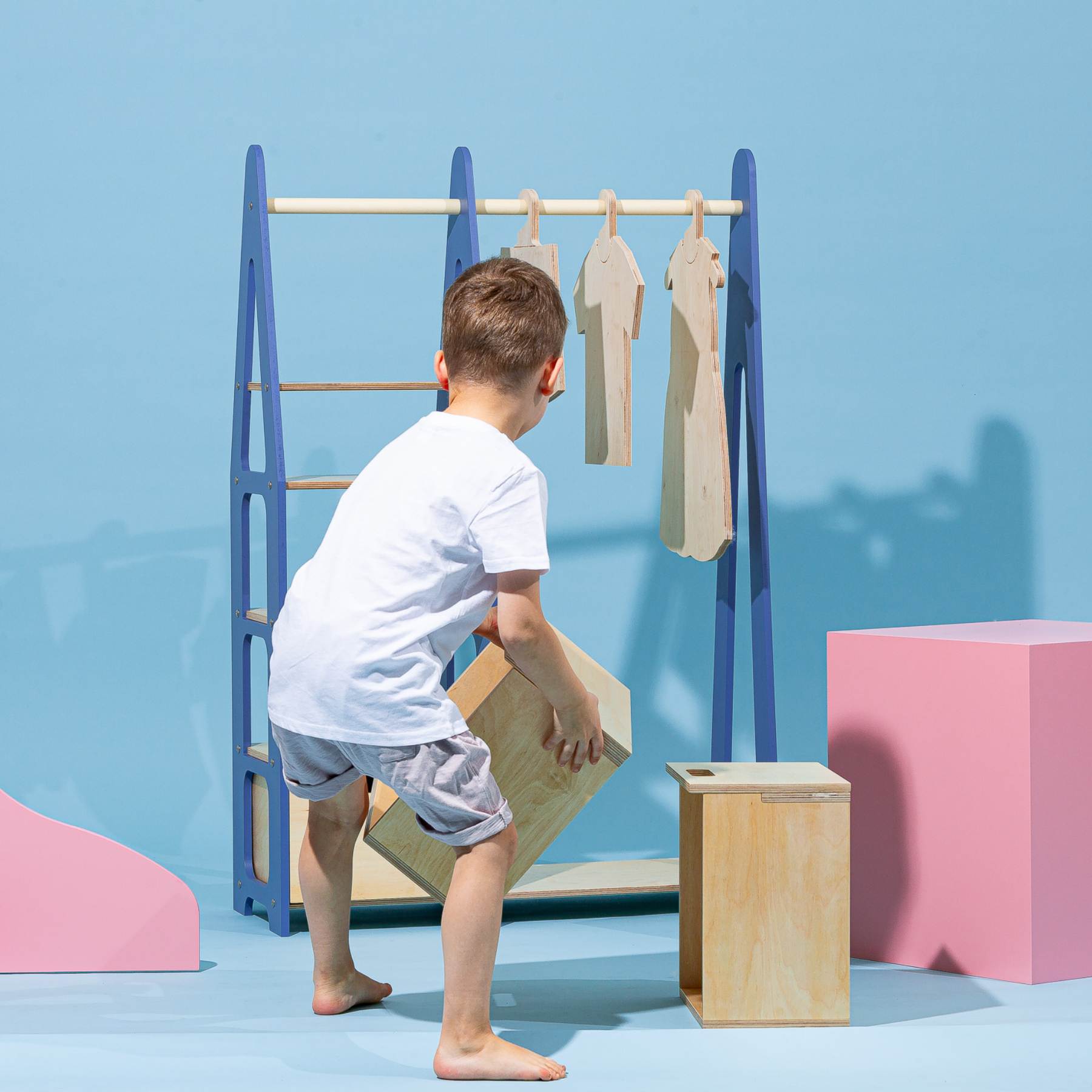 Clothing Rack with drawers (rectangular holes) - Duck Woodworks