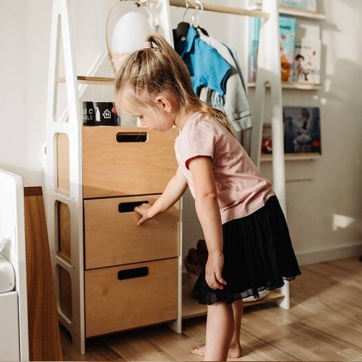 Clothing Rack with drawers (rectangular holes) - Duck Woodworks