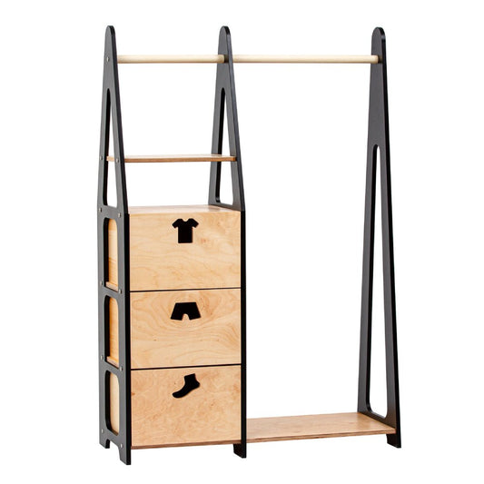 Clothing Rack with drawers (clothing shape holes) - Duck Woodworks
