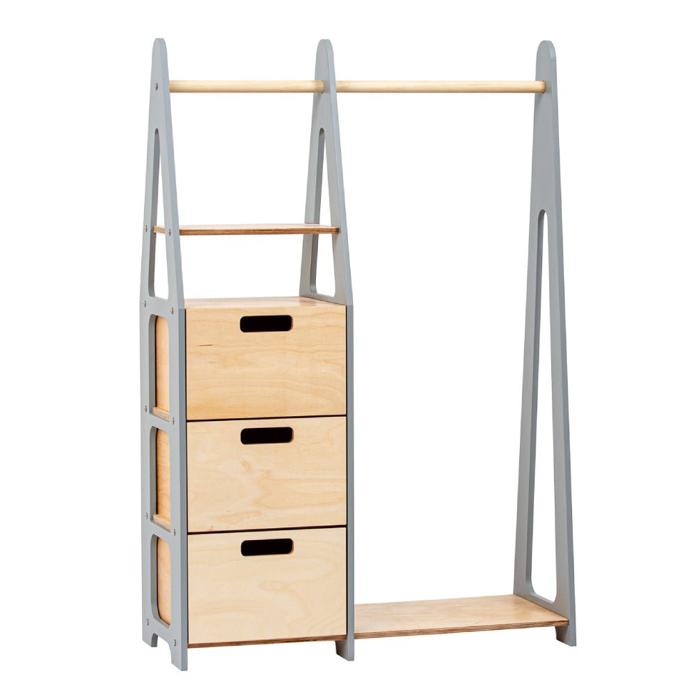 Clothing Rack with drawers (rectangular holes) - Duck Woodworks