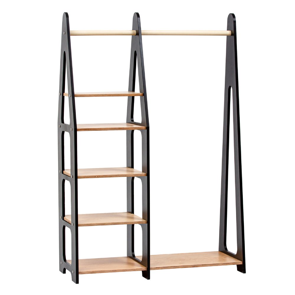 Clothing Rack with shelves on the side - Duck Woodworks