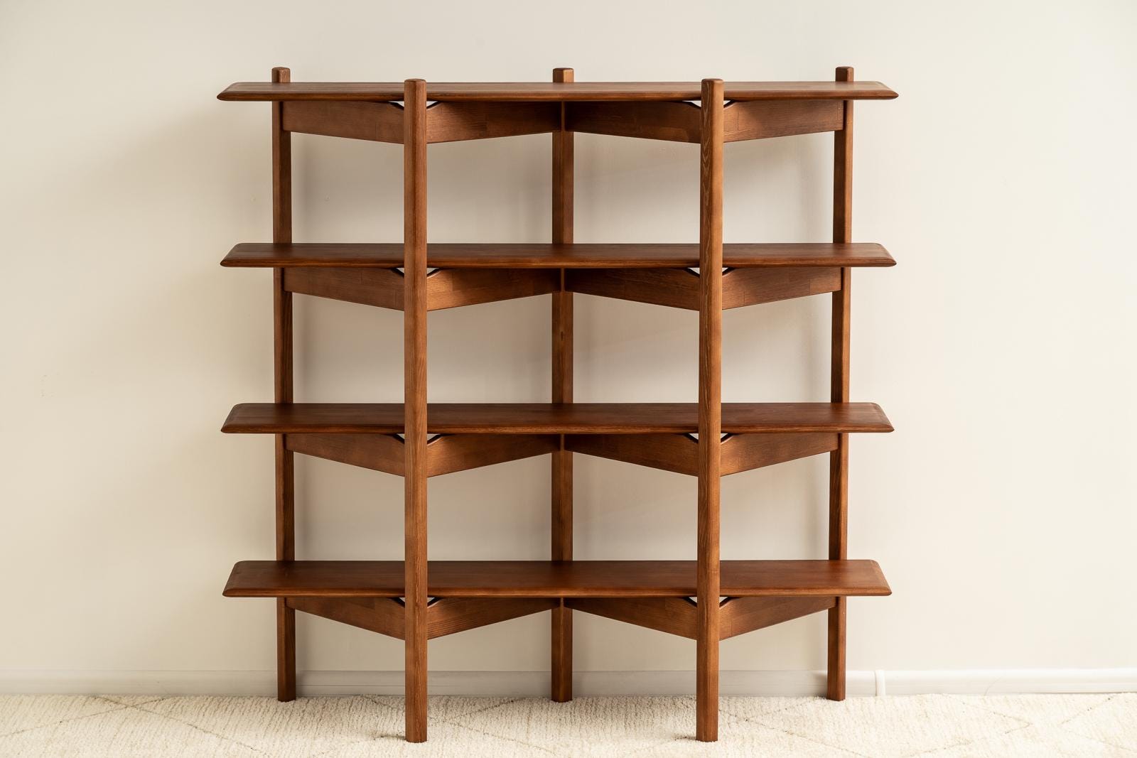 Mid-Century modern shelf, Wooden Bookshelf, Bookcase, ZigZag Bookshelf, Wall shelf, Wood shelf, Raumtrenner regal, Regale, mcm shelf