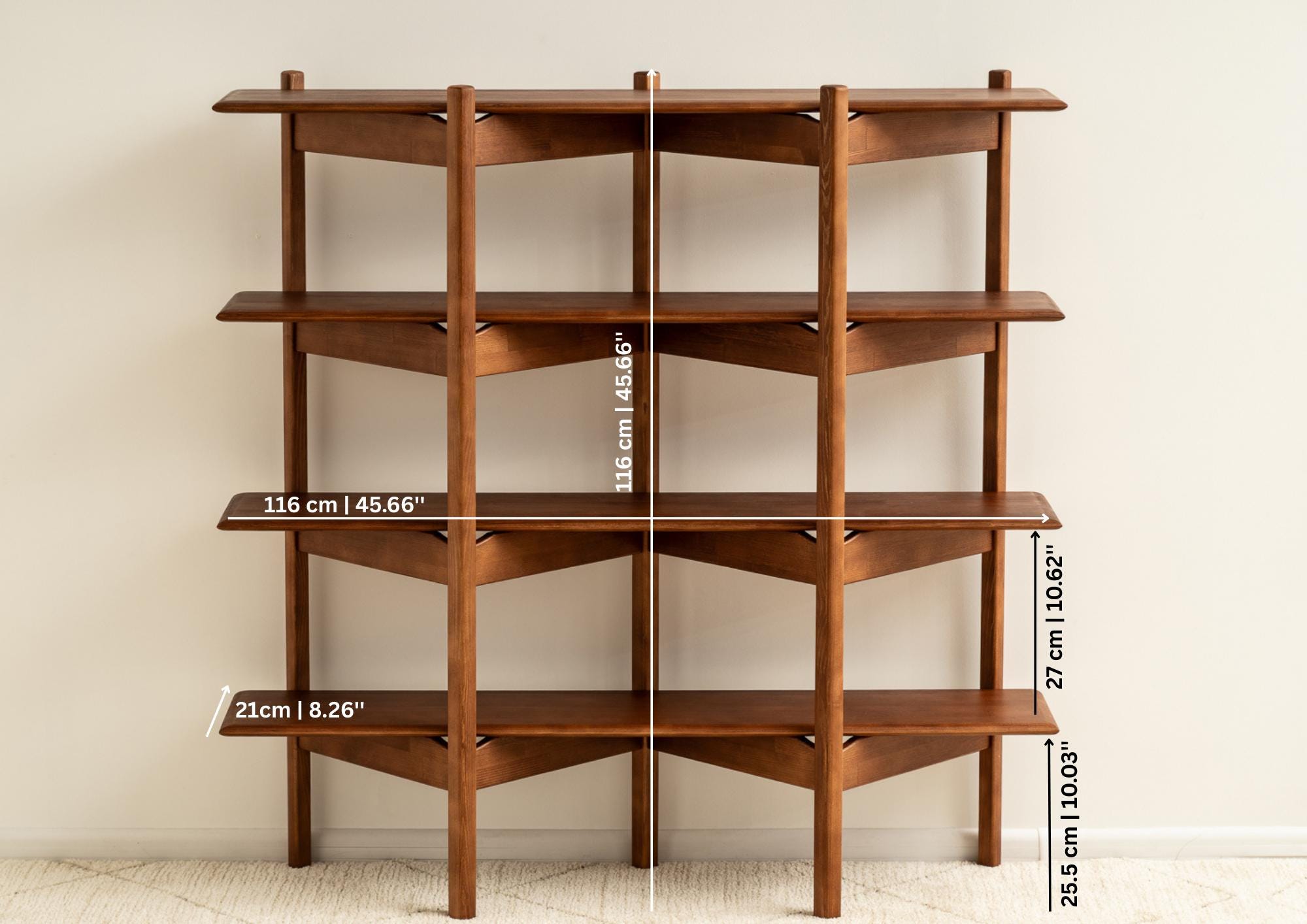 Mid-Century modern shelf, Wooden Bookshelf, Bookcase, ZigZag Bookshelf, Wall shelf, Wood shelf, Raumtrenner regal, Regale, mcm shelf