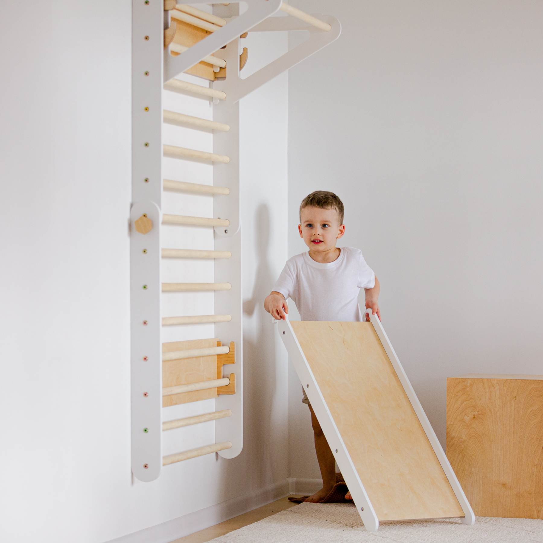 Climbing Triangle - Swedish Ladder set with a slide - Duck Woodworks