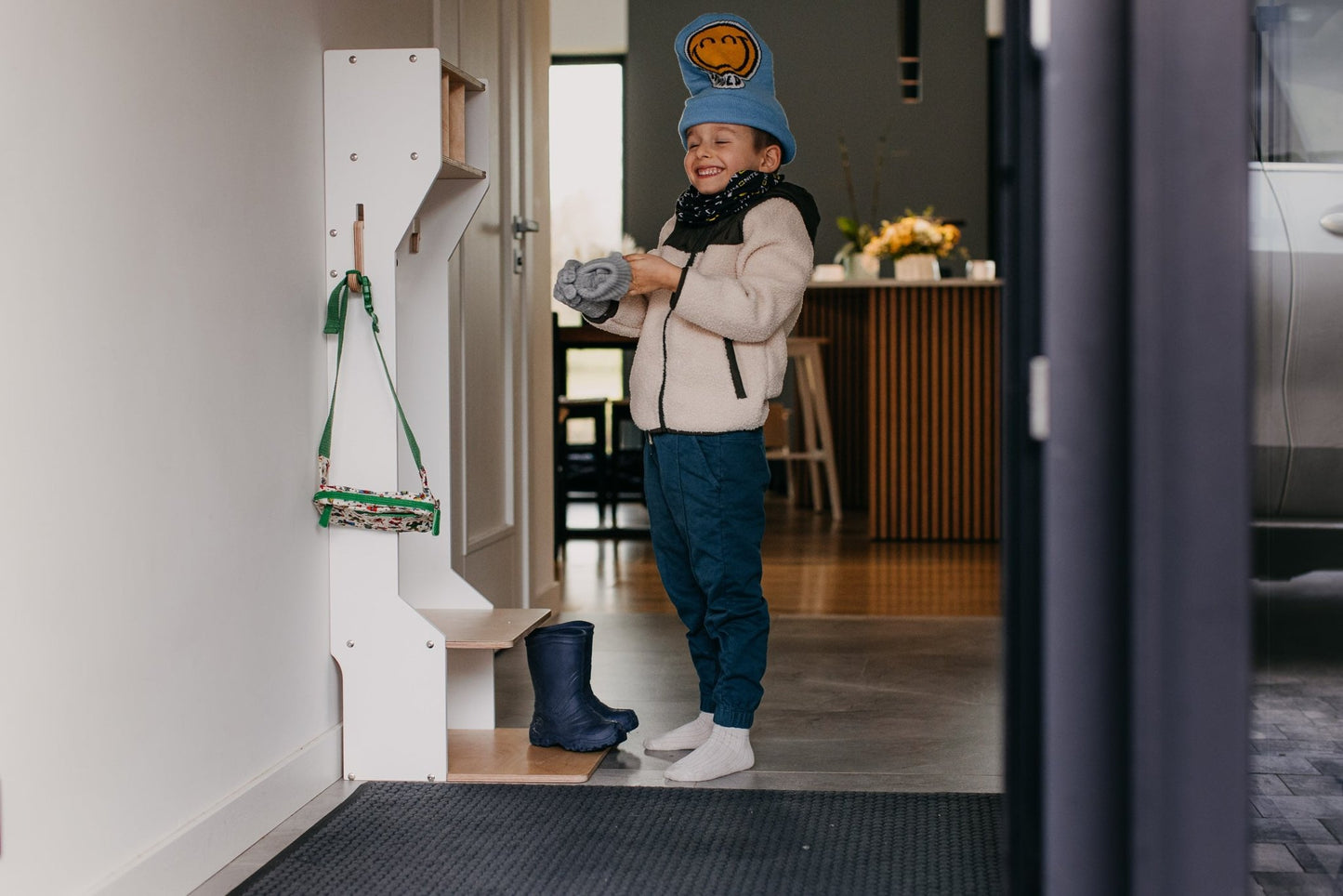 Children's Outwear Organizer – Sturdy Wood Frame Wardrobe - Duck Woodworks